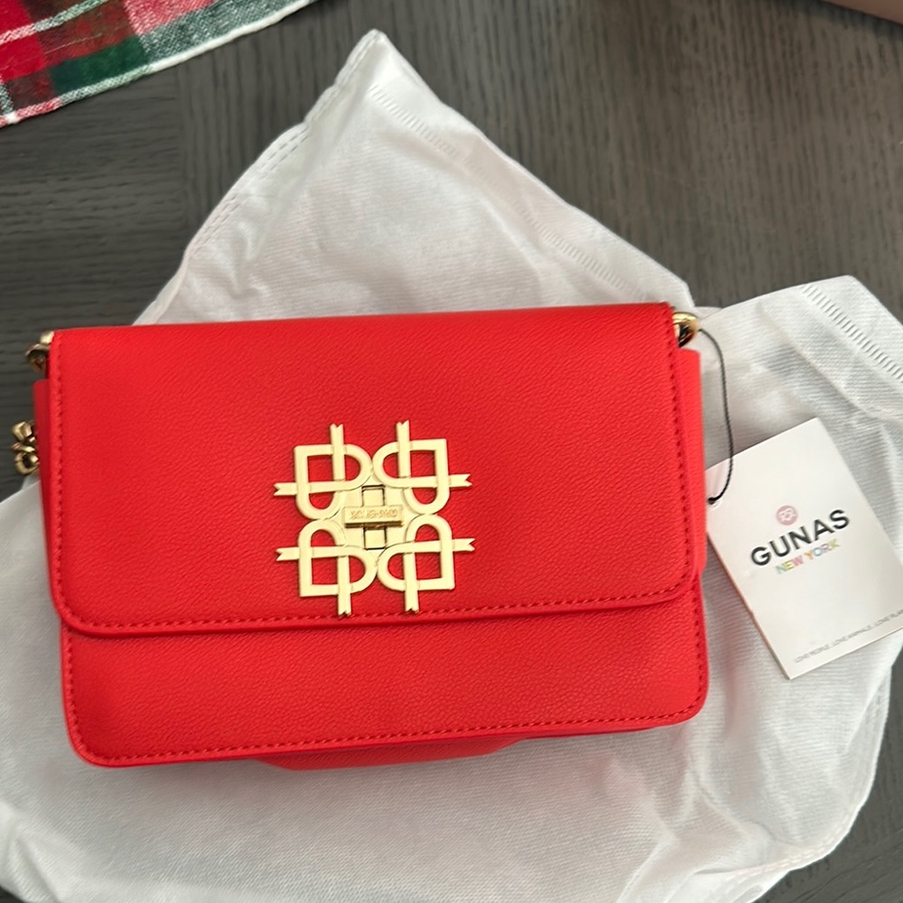 Vibrant Red Crossbody Bag with Gold Hardware